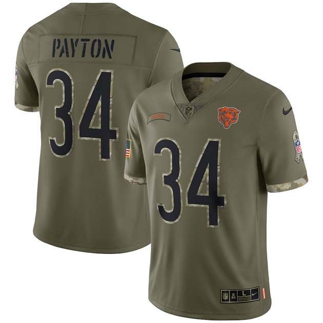 mens nike walter payton olive chicago bears 2022 salute to service retired player limited jersey